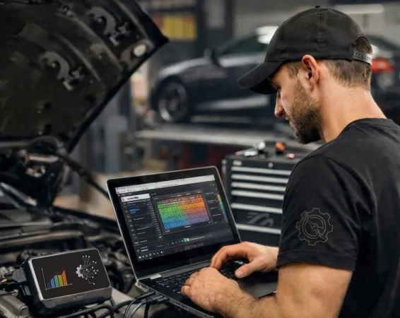 Technicien Dieze Performance effectuant une reprogrammation moteur dans le Var